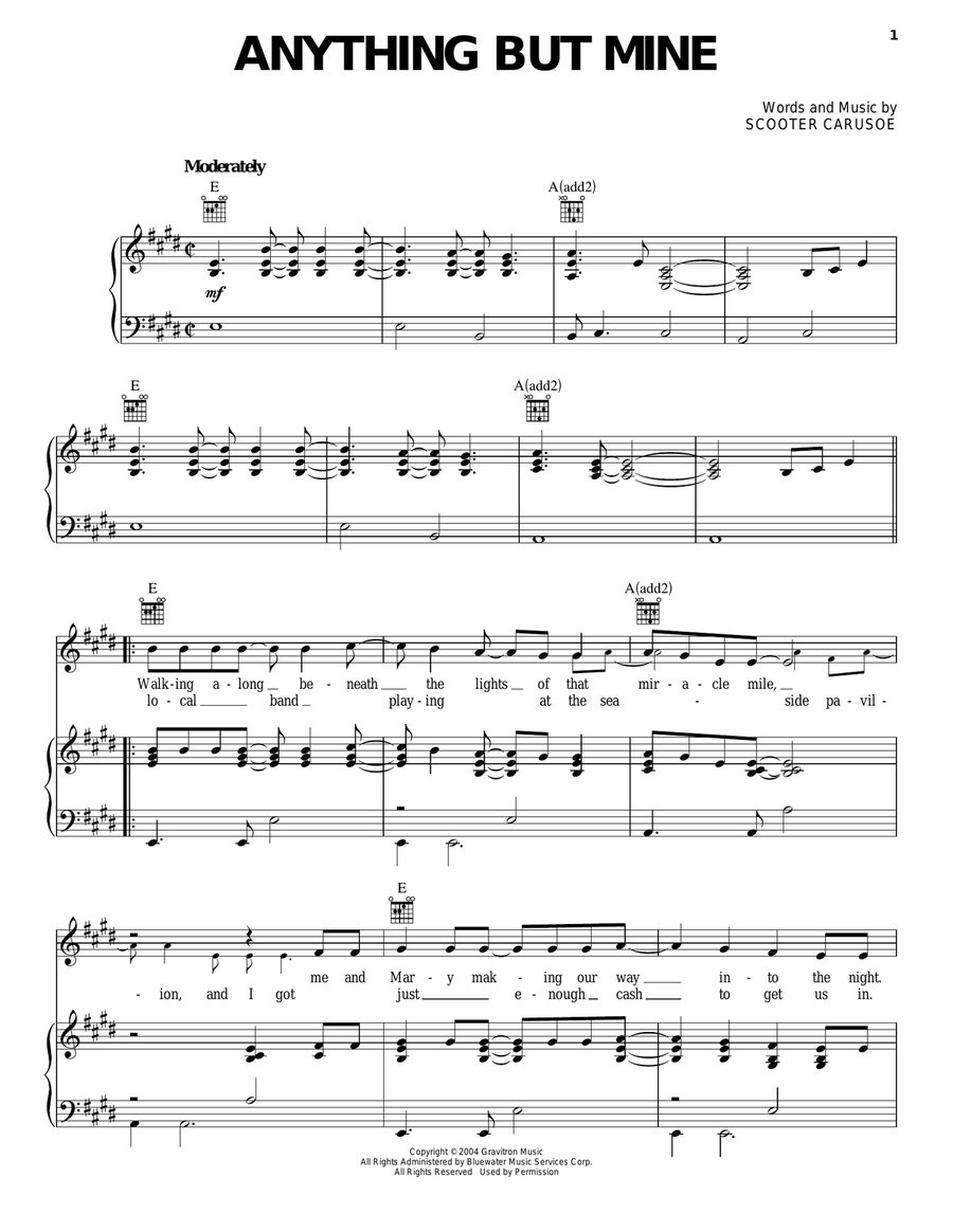 Anything But Mine Acoustic Guitar scores gallery preview page 1