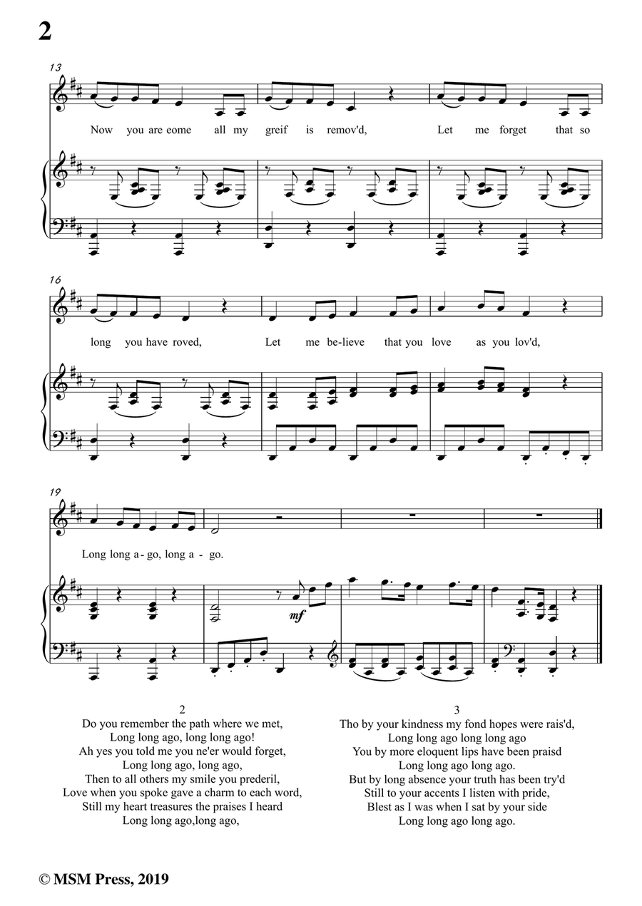 T. H. Bayly-Long Long Ago,in D Major,for Voice and Piano Piano, Vocal scores gallery preview page 4