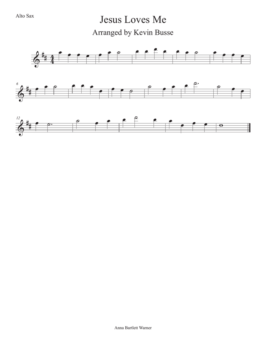 Jesus Loves Me - Alto Sax Alto Saxophone scores gallery preview page 1