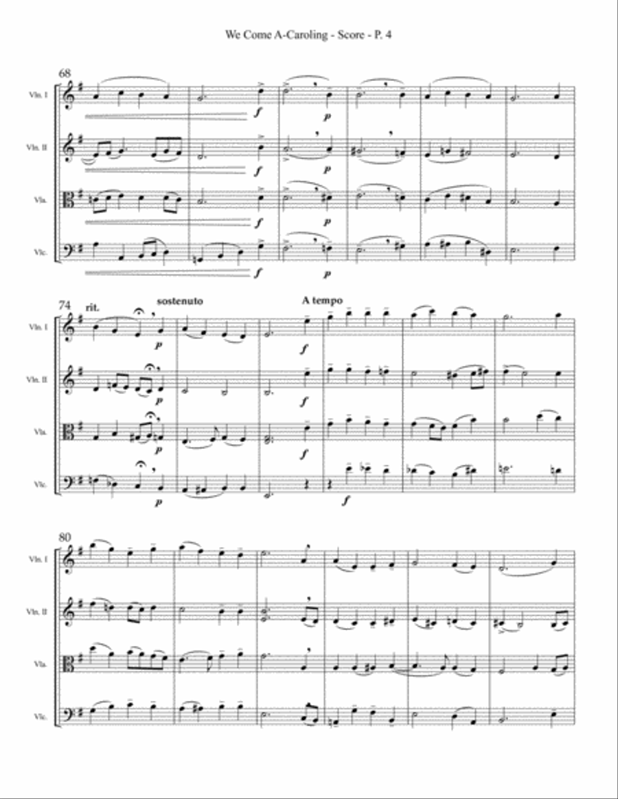 We Come A-Caroling String Quartet scores gallery preview page 4