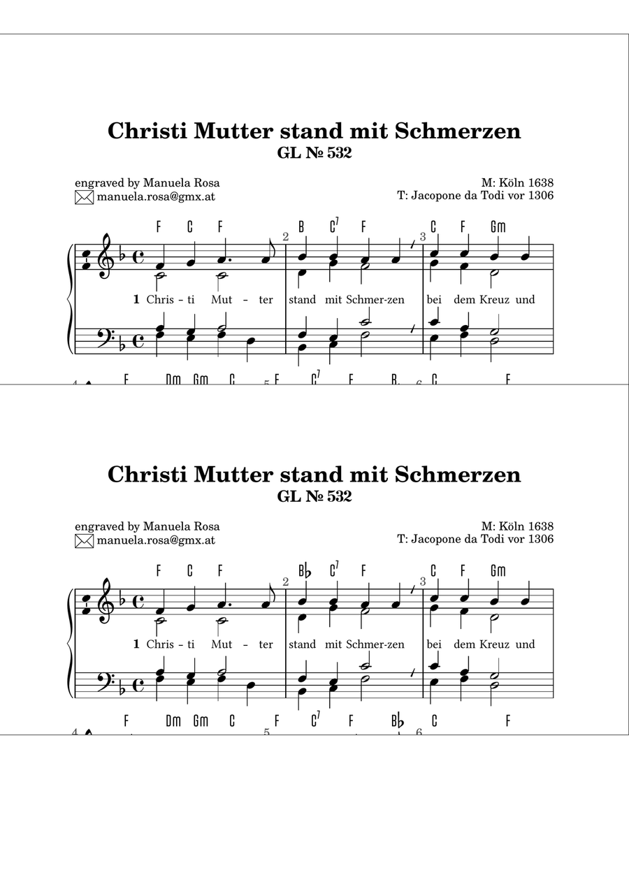 Christi Mutter stand mit Schmerzen (Gotteslob 532) Piano Solo scores gallery preview page 1