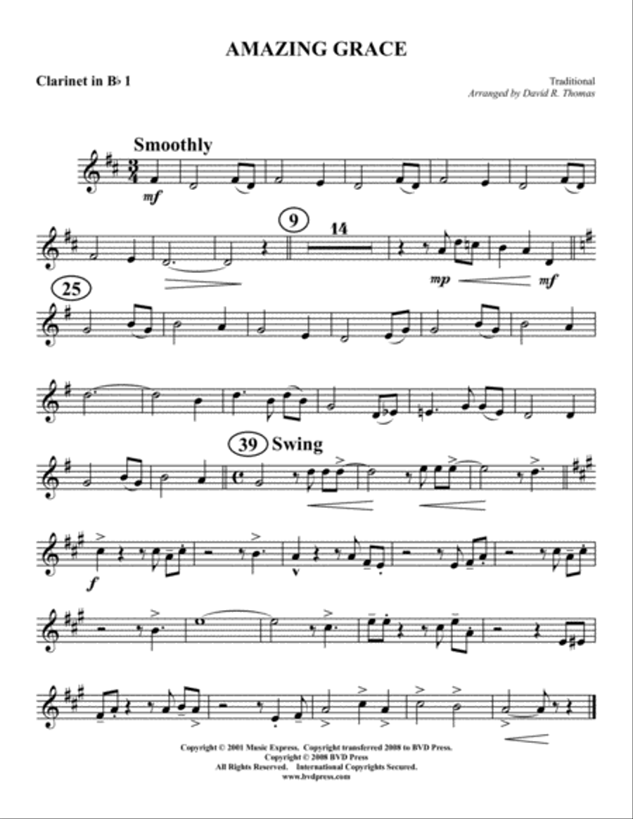 Amazing Grace Clarinet Quartet scores gallery preview page 3