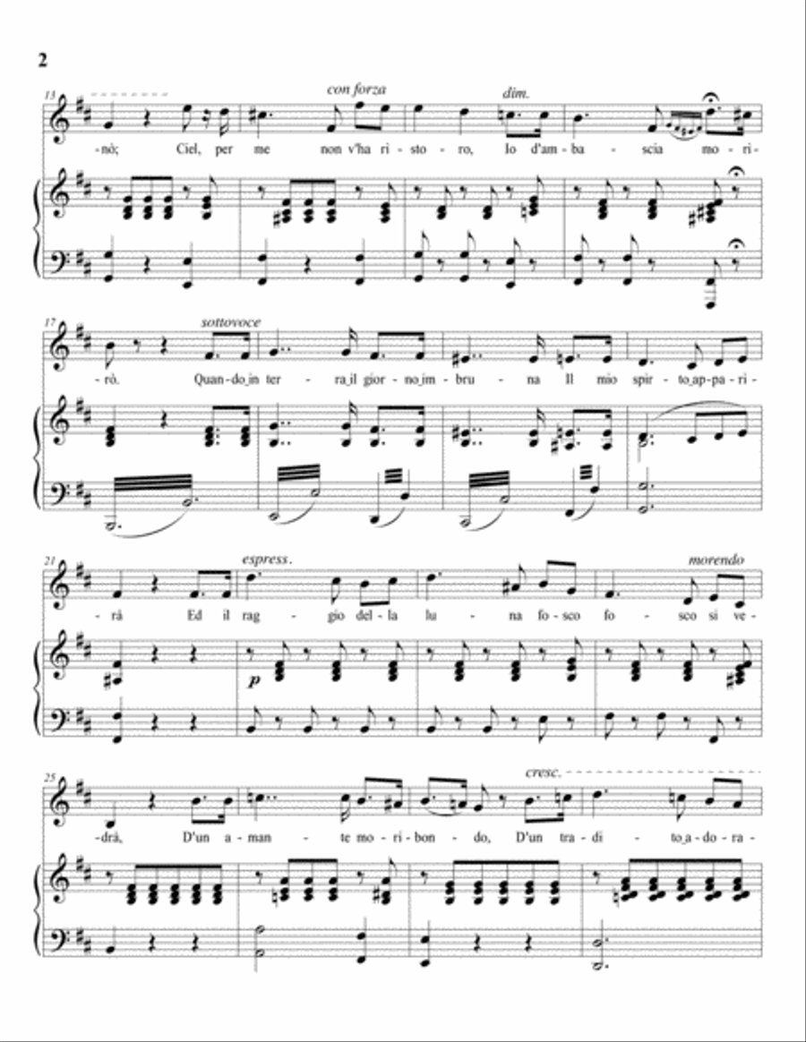 VERDI: Nell'orror di notte oscura (transposed to B minor) Voice scores gallery preview page 3