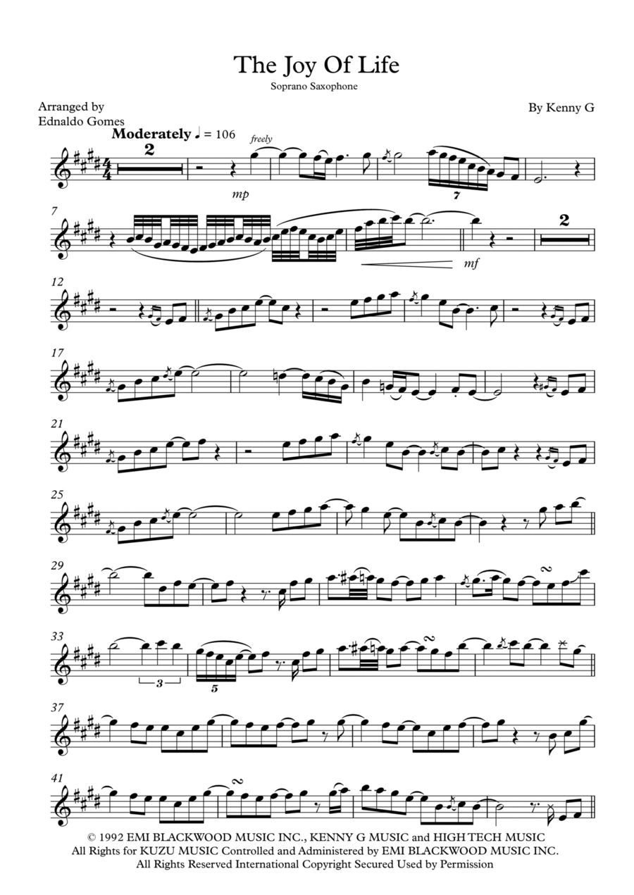 The Joy Of Life Soprano Saxophone scores gallery preview page 1