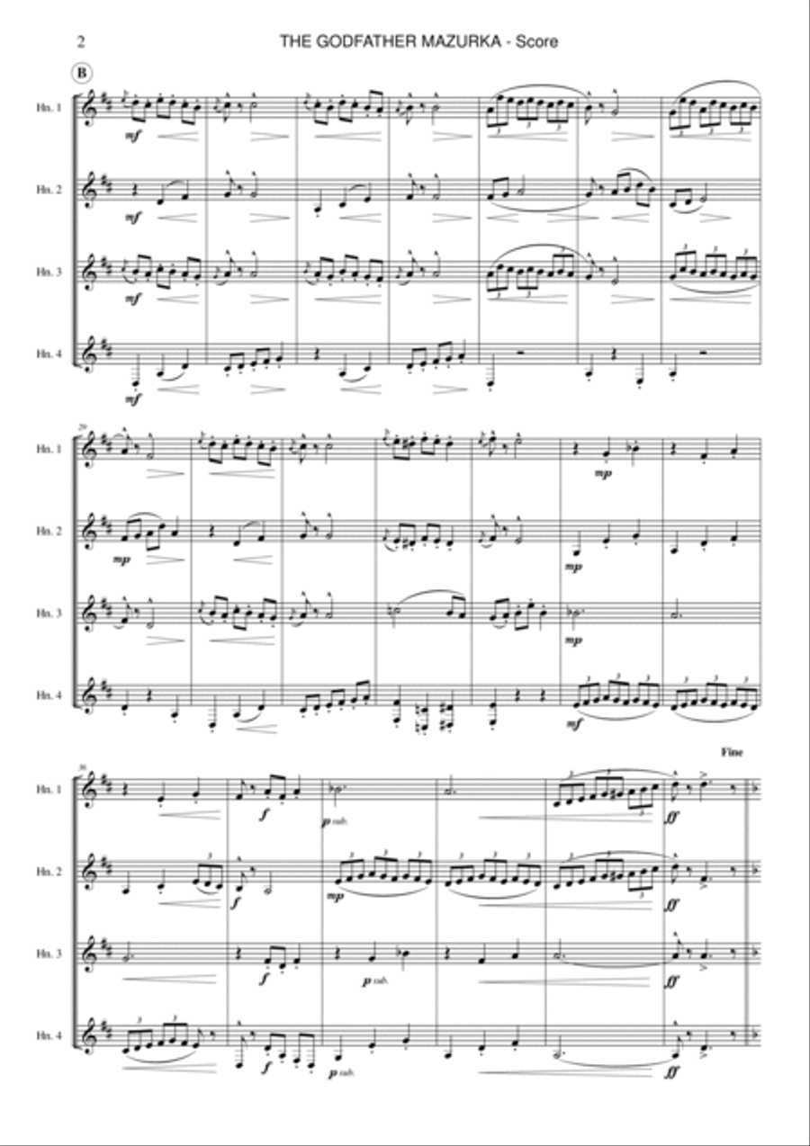 The Godfather Mazurka Brass Quartet scores gallery preview page 2