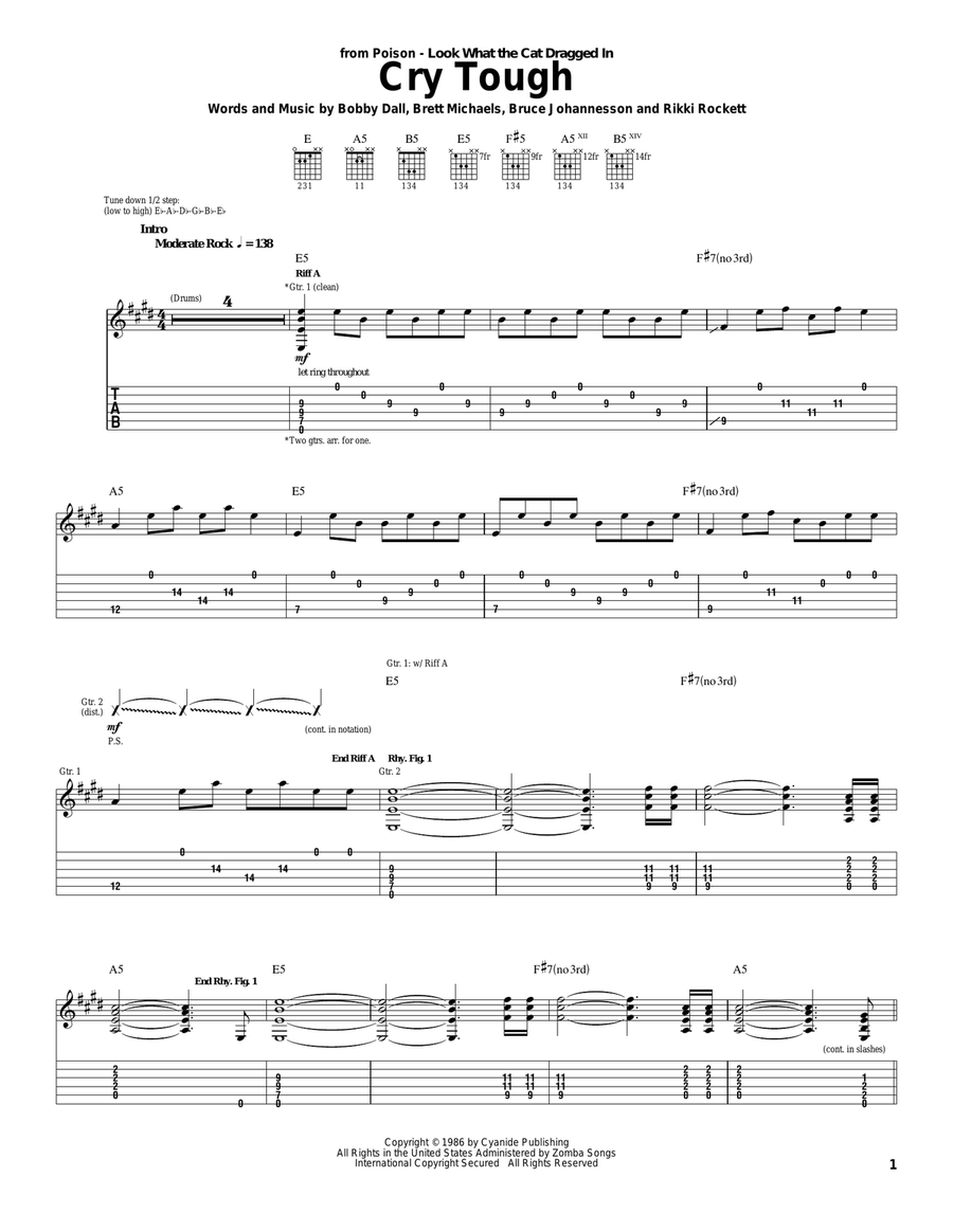 Cry Tough Acoustic Guitar scores gallery preview page 1