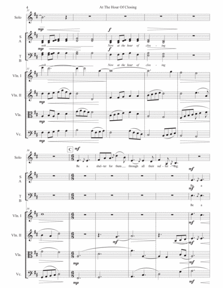 At The Hour of Closing - SATB, String Quartet & Soloist image number null