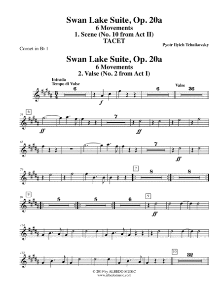 Swan Lake Suite, 6 Movements - Cornet in Bb 1 (Transposed Part)