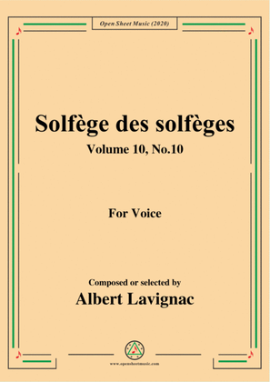 Book cover for Lavignac-Solfège des solfèges,Volume 10,No.10,for Voice