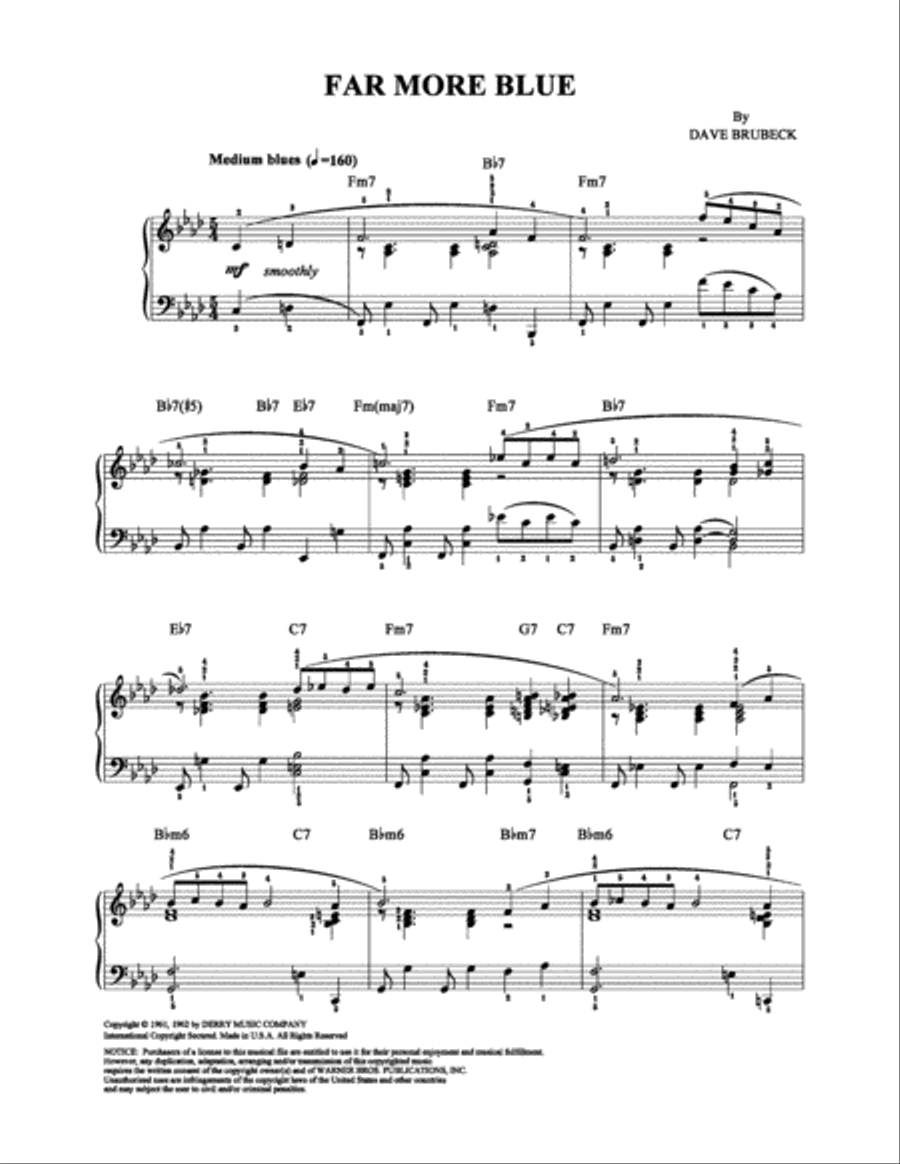 Far More Blue Piano Solo scores gallery preview page 1