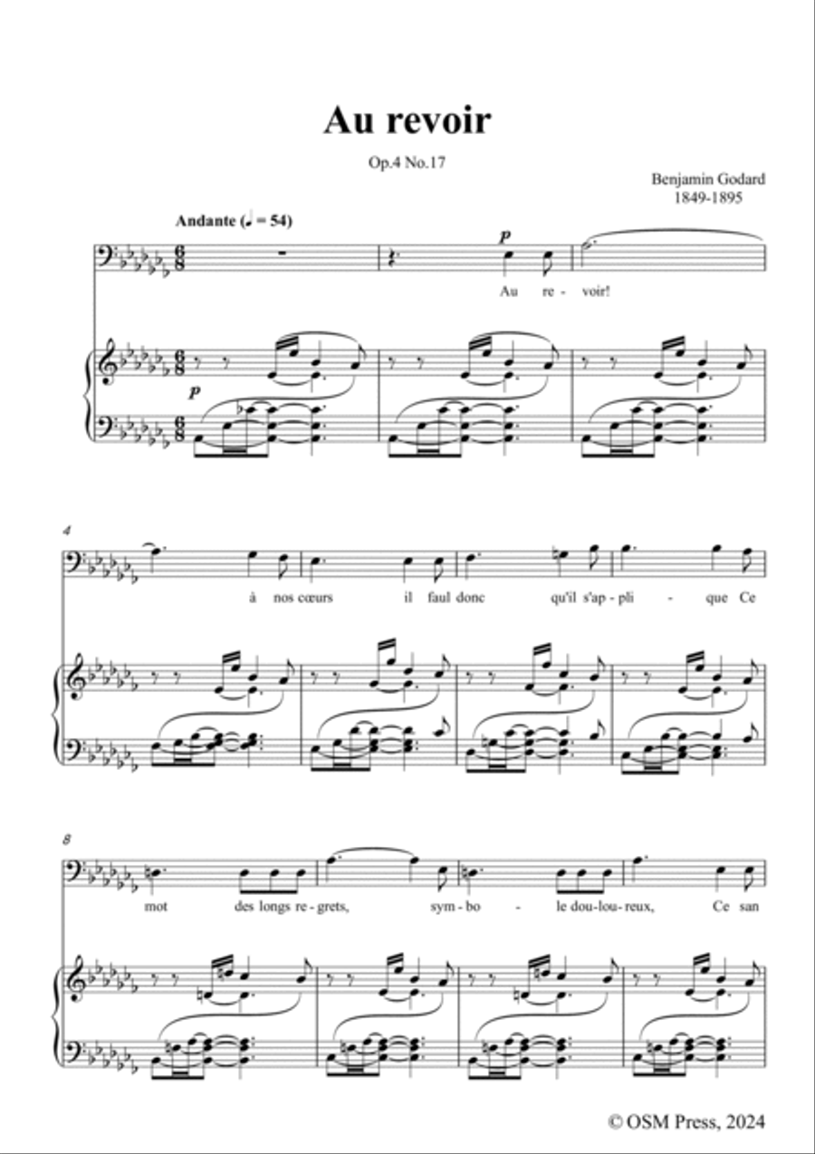B. Godard-Au revoir,Op.4 No.17,in a flat minor Voice scores gallery preview page 3