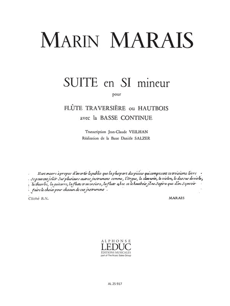 Suite In B Minor (flute & Continuo)