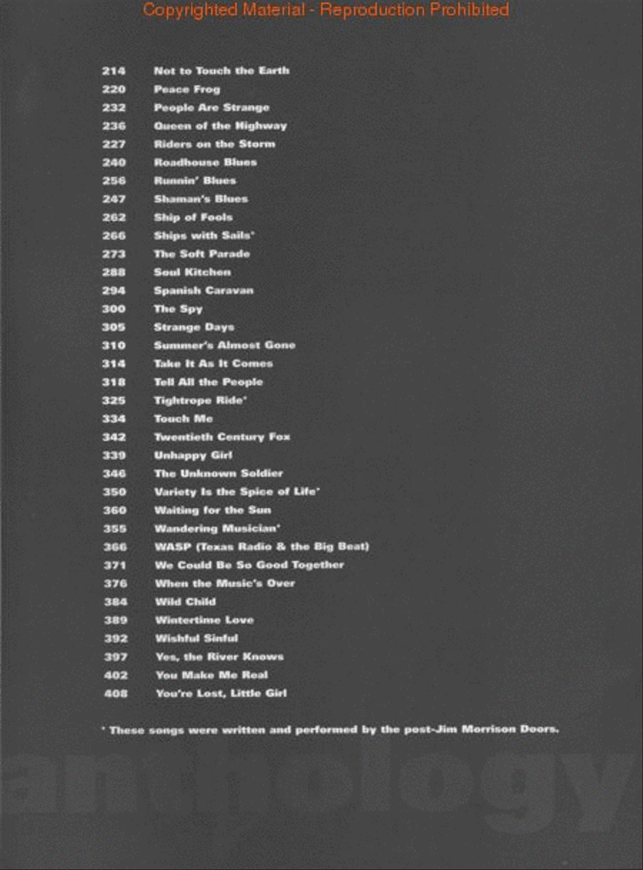 The Doors Anthology The Doors Anthology Piano, Vocal, Guitar scores gallery preview page 3