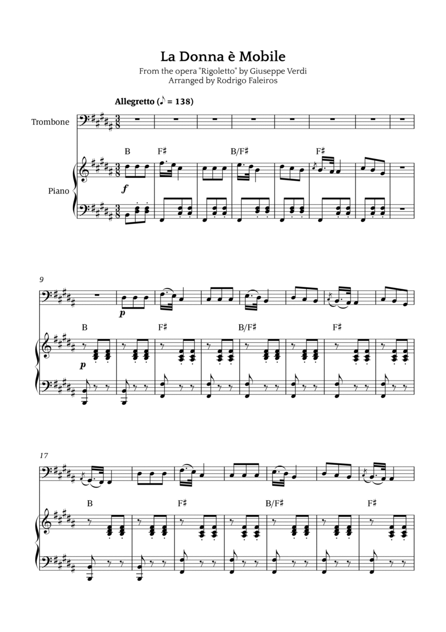 La Donna è Mobile Chamber Music scores gallery preview page 1