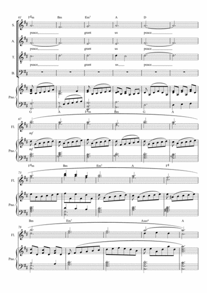 Lamb of God / Agnus Dei, SATB, piano and 2 flutes, part of rhythmical mass setting by Simon Peberdy image number null
