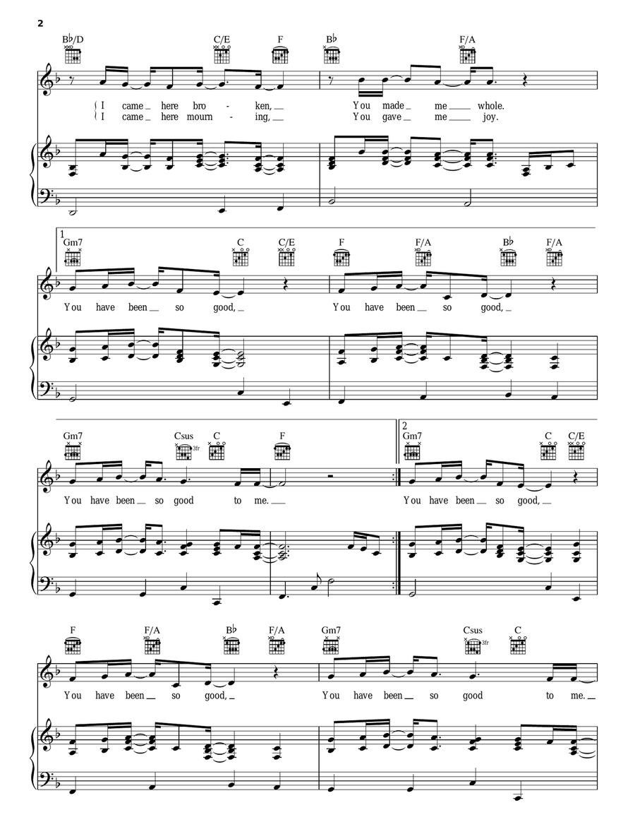 You Have Been So Good Piano, Vocal, Guitar scores gallery preview page 2