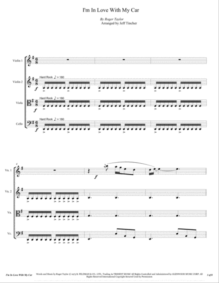 I'm In Love With My Car I'm In Love With My Car String Quartet scores gallery preview page 2