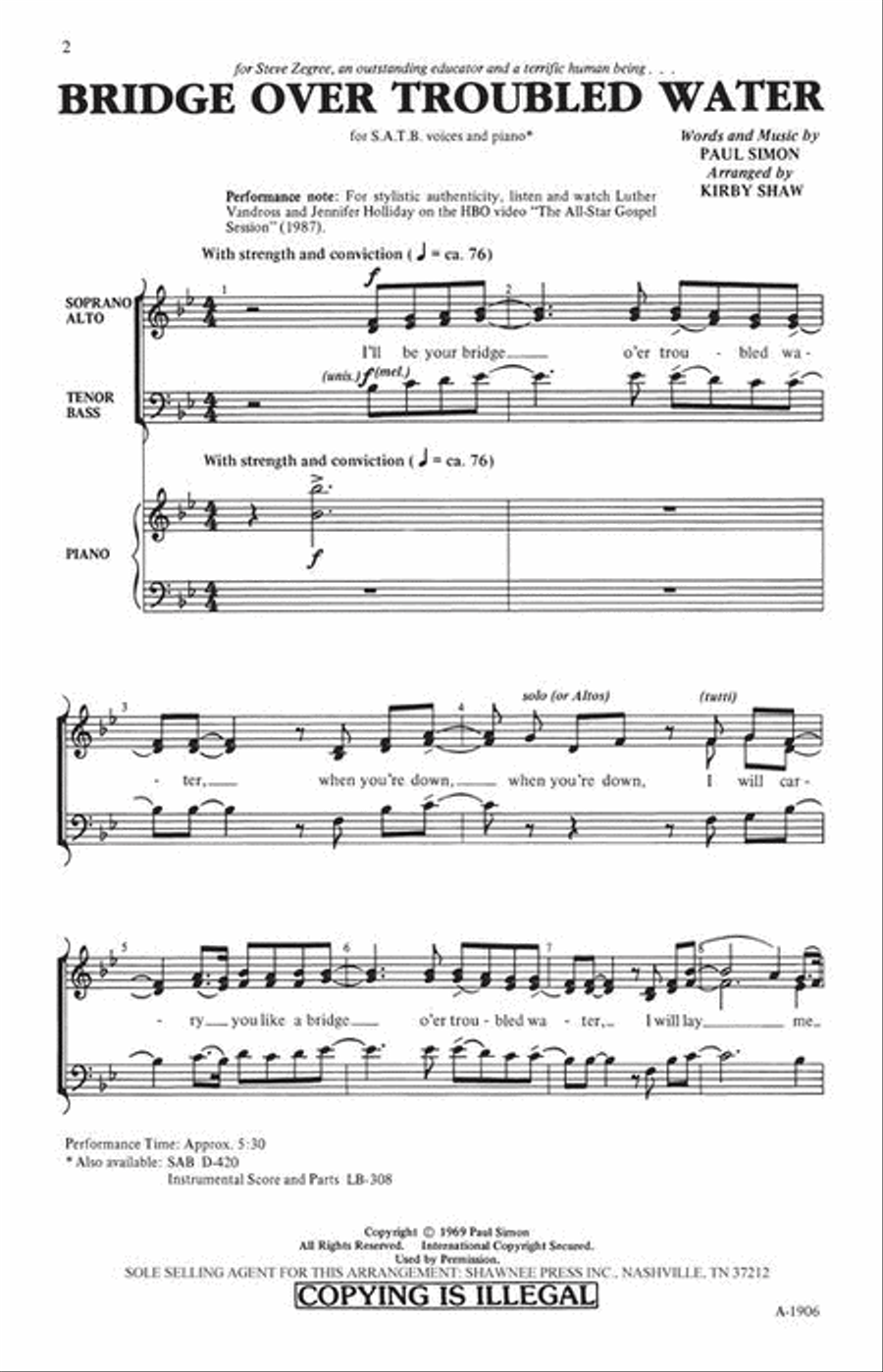 Bridge over Troubled Water 4-Part scores gallery preview page 3