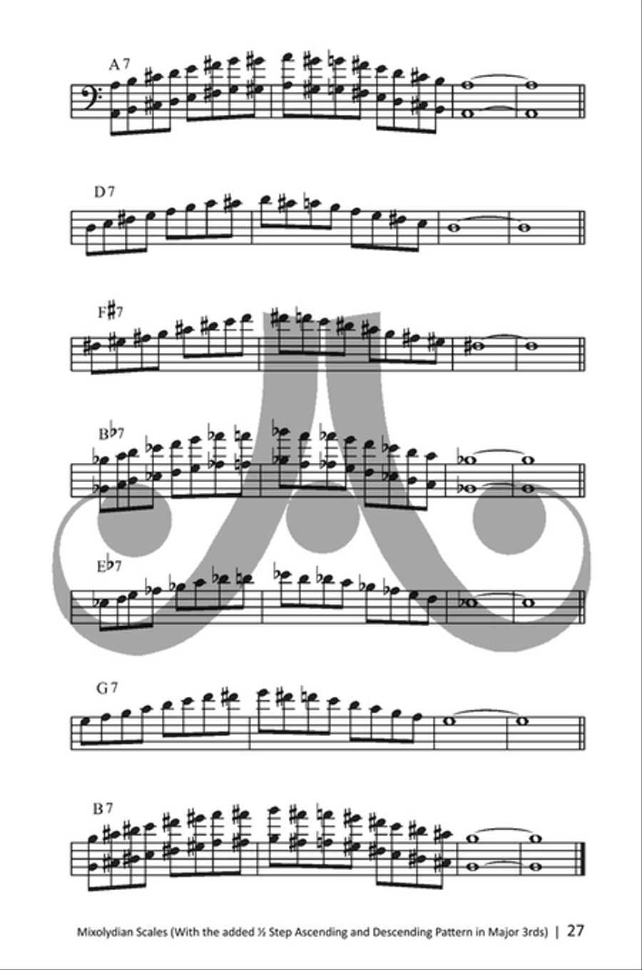 Bebop Scales: Jazz Scales And Patterns In All 12 Keys- Bass Clef Bass Clef Instrument scores gallery preview page 9