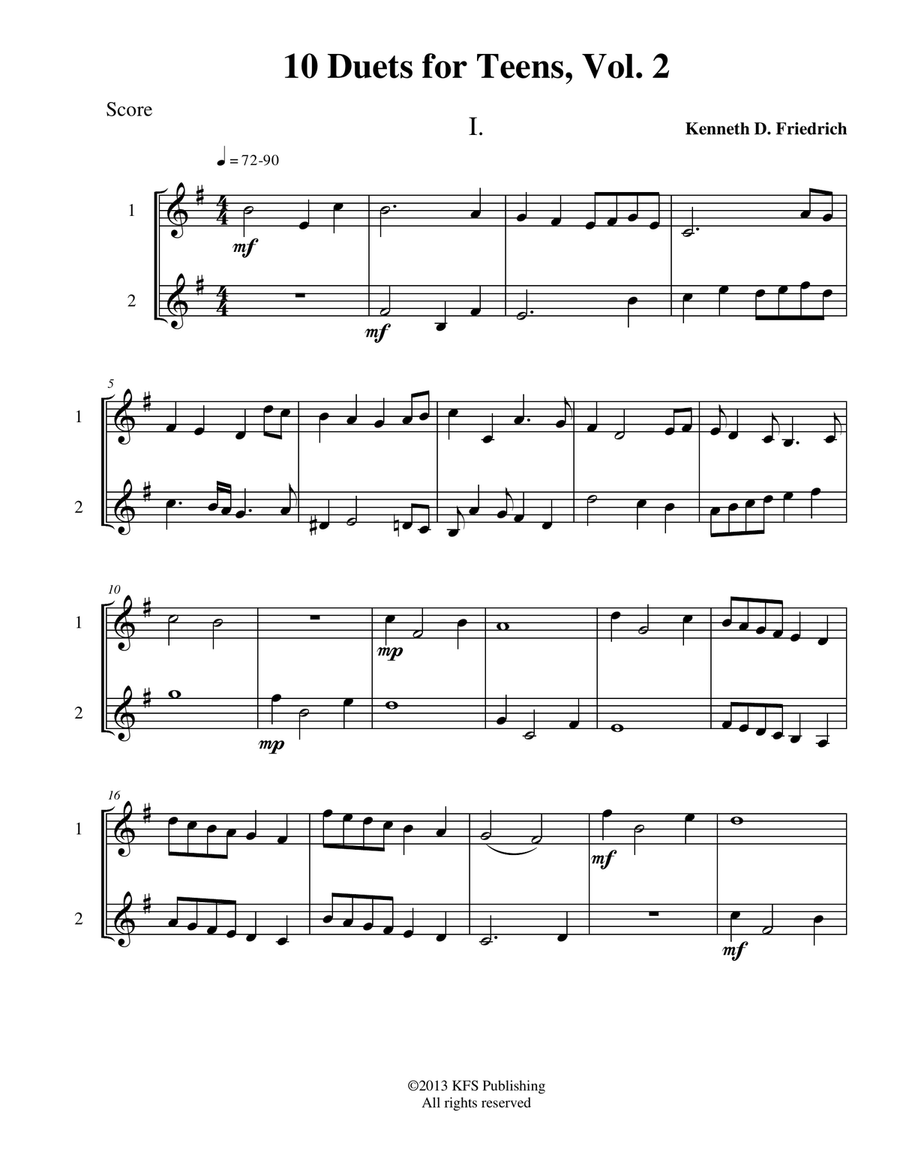 10 Clarinet Duets for Teens, Vol. 2 Clarinet Duet scores gallery preview page 1