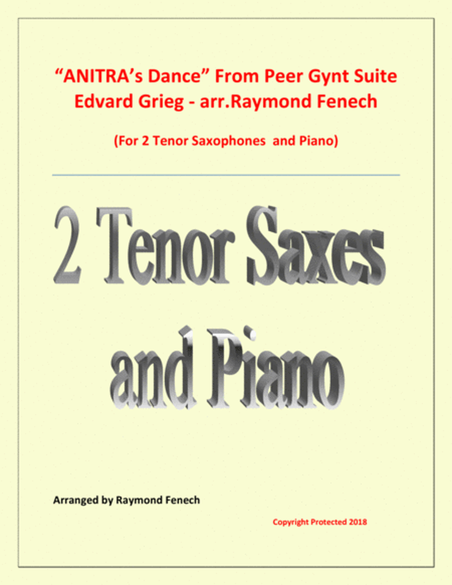 Anitra's Dance - From Peer Gynt - 2 Tenor Saxophones and Piano image number null