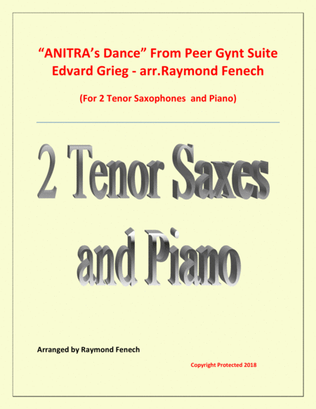 Anitra's Dance - From Peer Gynt - 2 Tenor Saxophones and Piano