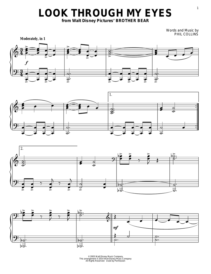 Look Through My Eyes Look Through My Eyes Piano Solo scores gallery preview page 1