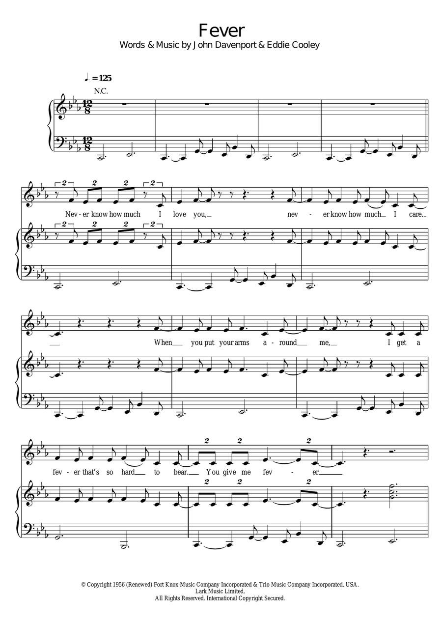 Fever Piano, Vocal, Guitar scores gallery preview page 1