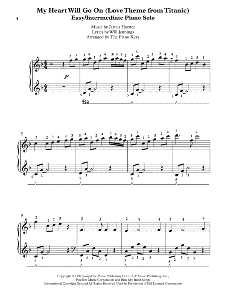 My Heart Will Go On (Love Theme from Titanic) Easy/Intermediate Piano Solo