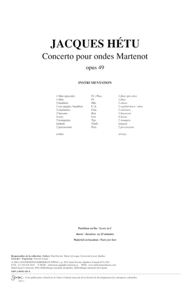 Book cover for Concerto Ondes Martenot op. 49 (score)