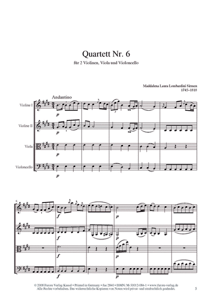 Quartet No. 6 E-Dur