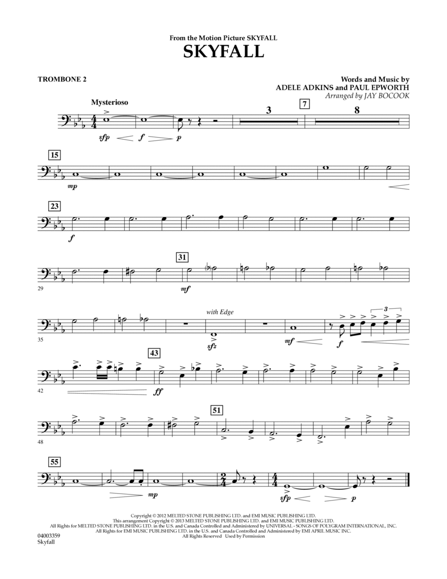 Skyfall - Trombone 2 Concert Band scores gallery preview page 1