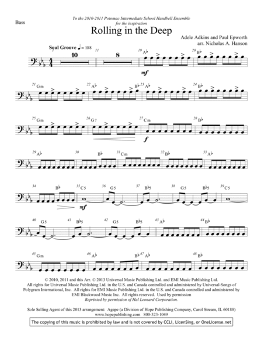 Rolling in the Deep Handbell Choir scores gallery preview page 5