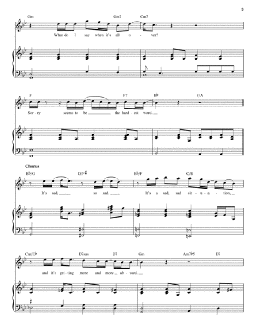 Sorry Seems To Be The Hardest Word Piano scores gallery preview page 3