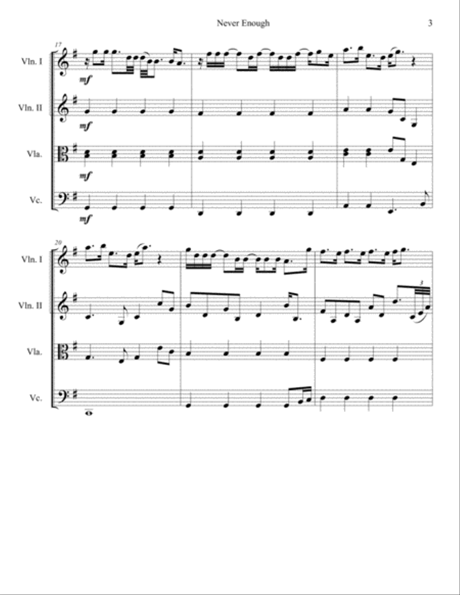 Never Enough String Quartet scores gallery preview page 3