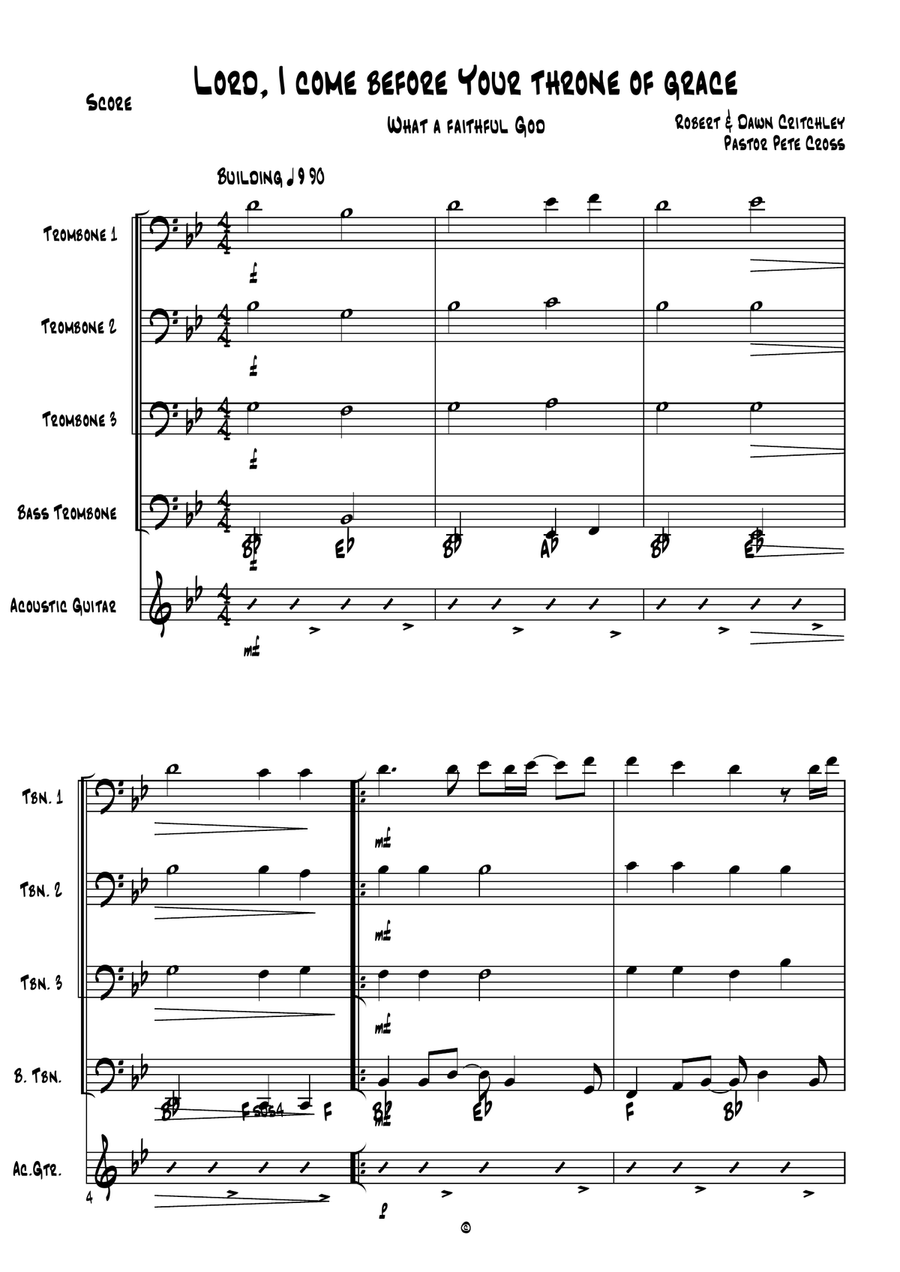 Trombone Praise ( Lord, I come before Your throne of grace Brass Ensemble scores gallery preview page 1
