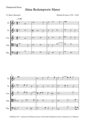 Di Lasso, Orlando - Alma Redemptoris Mater - Brass Quintet
