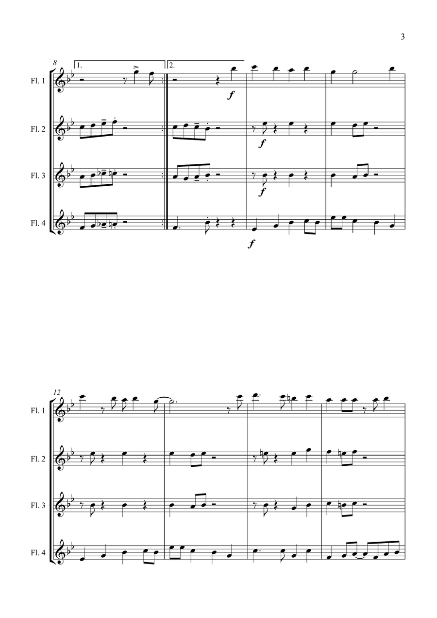 Santa Claus Is Comin' To Town Flute Quartet scores gallery preview page 5
