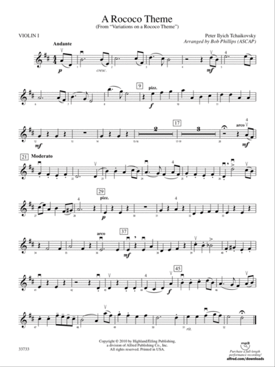 A Rococo Theme: 1st Violin String Orchestra scores gallery preview page 1