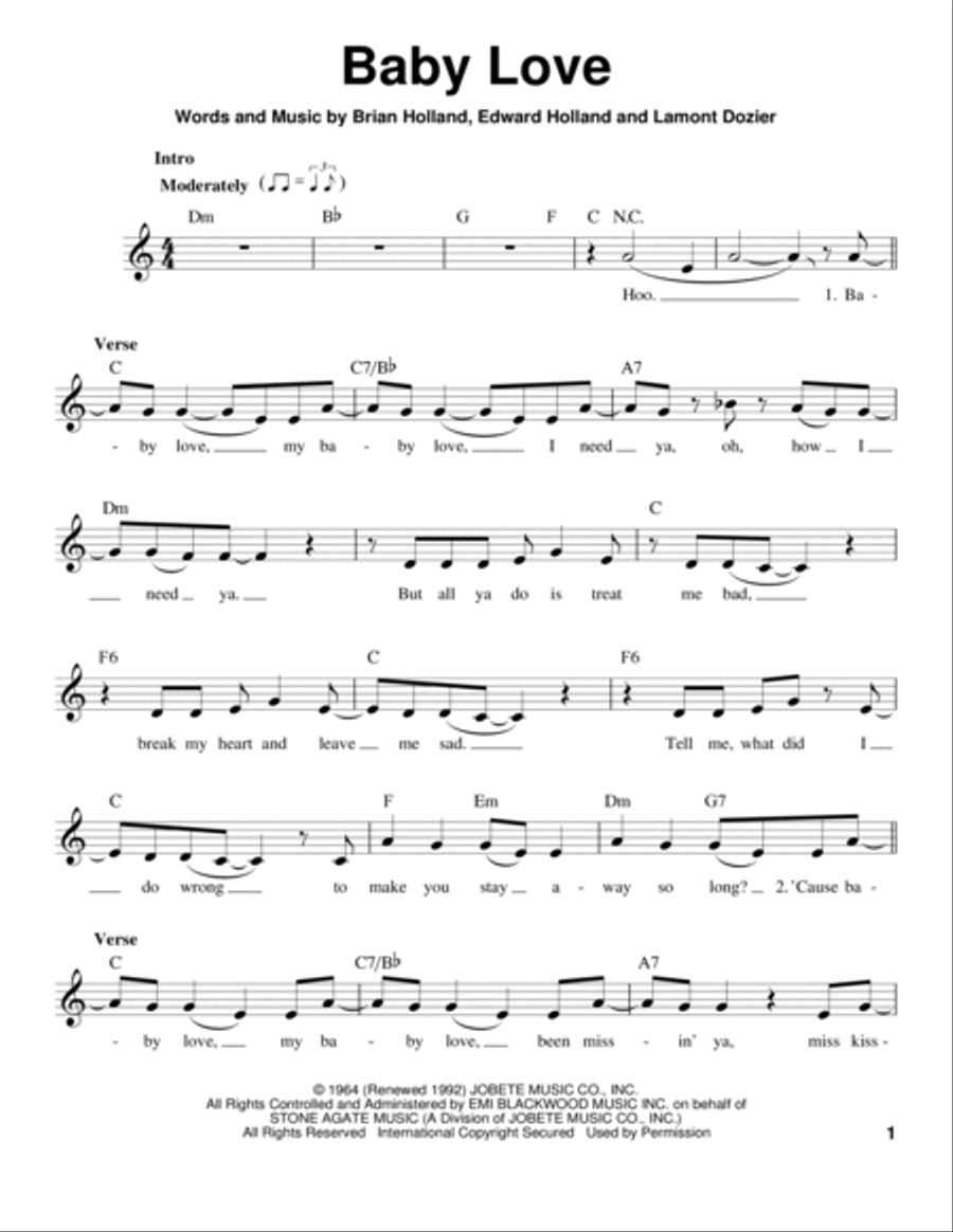 Baby Love Baby Love Voice scores gallery preview page 1