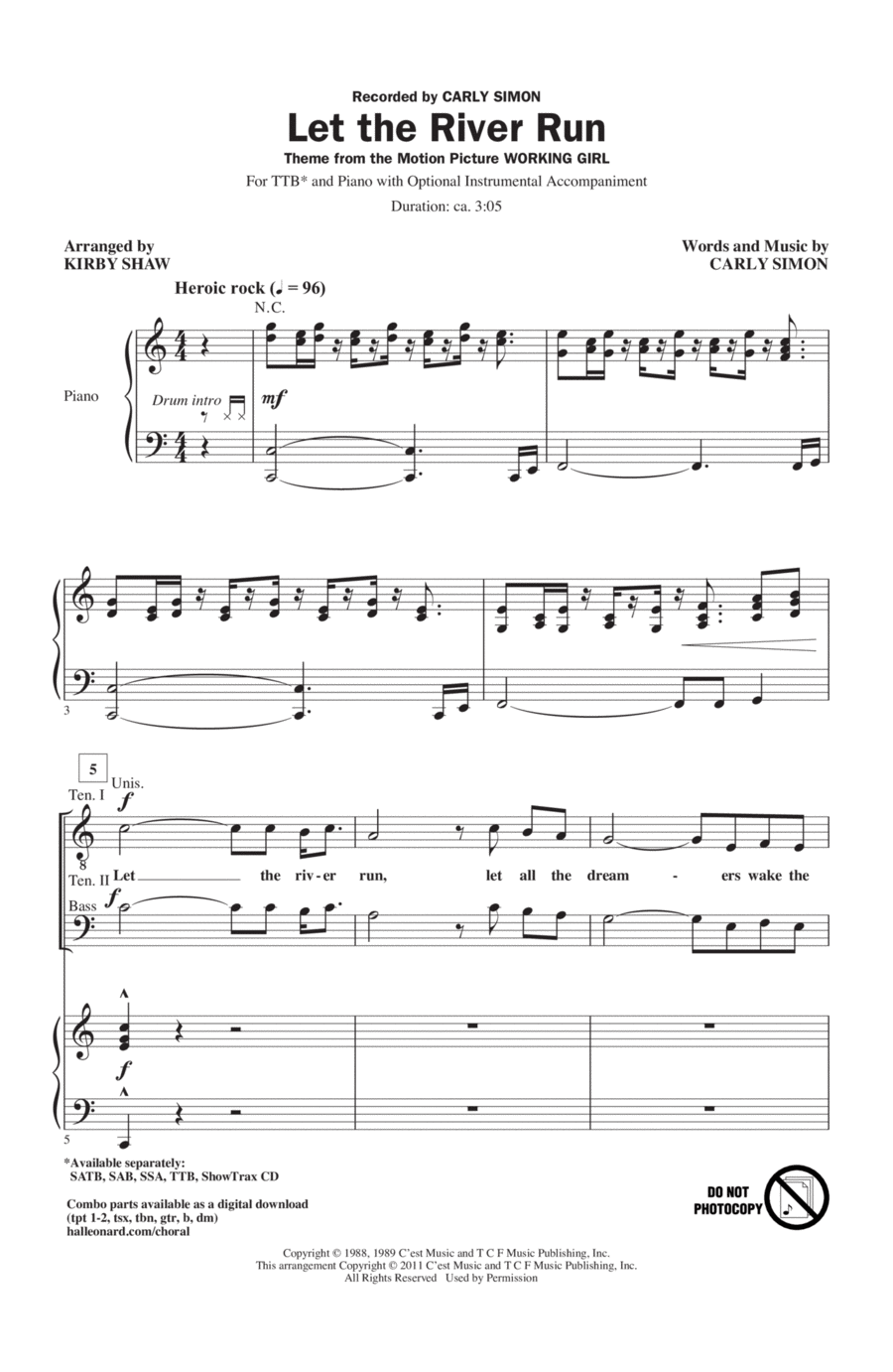 Let The River Run Let The River Run TTBB scores gallery preview page 1