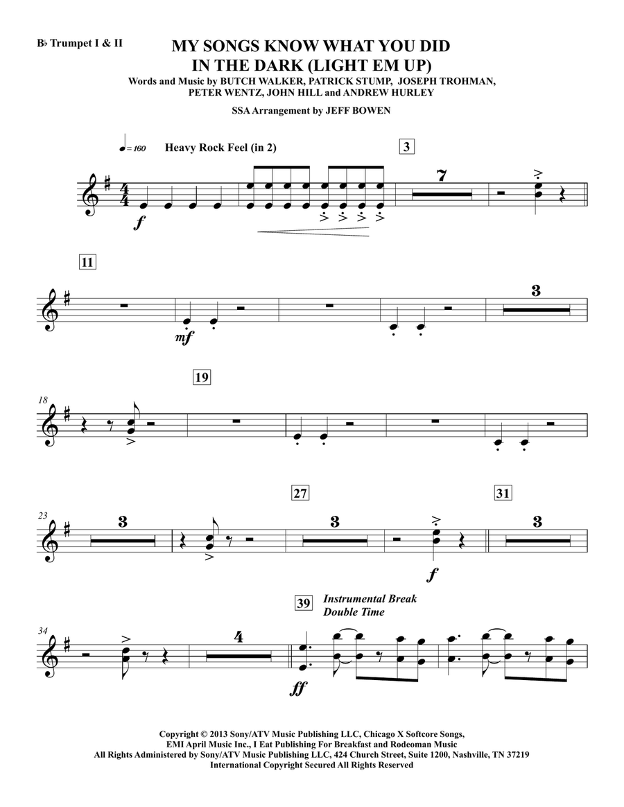 My Songs Know What You Did In The Dark (light Em Up) Concert Band scores gallery preview page 1