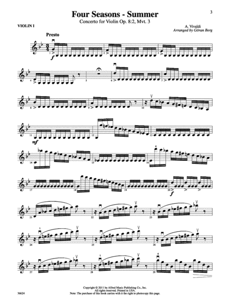 Violins Go Vivaldi: Two Movements for Violin Quartet: 1st Violin
