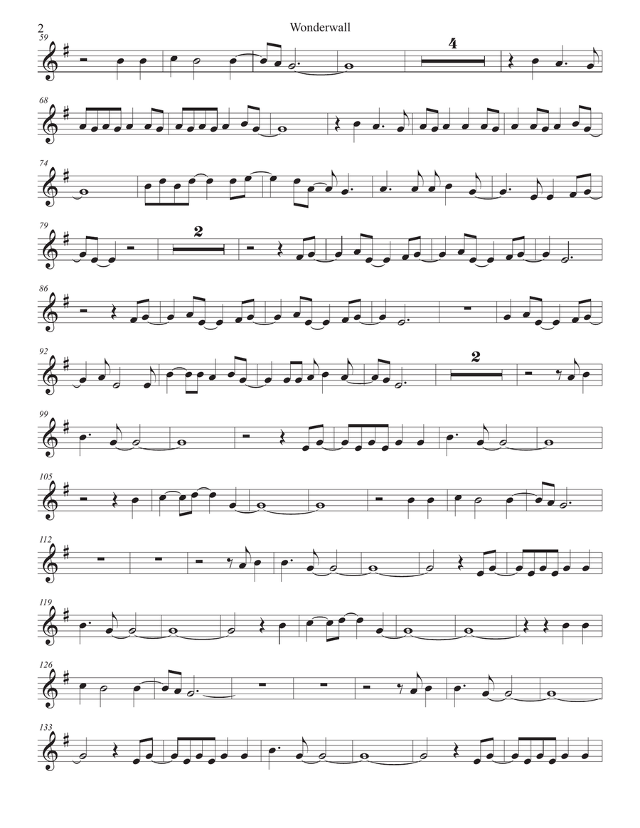 Wonderwall Clarinet Solo scores gallery preview page 2