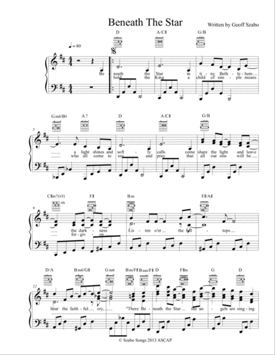 Beneath The Star Beneath The Star Voice scores gallery preview page 1