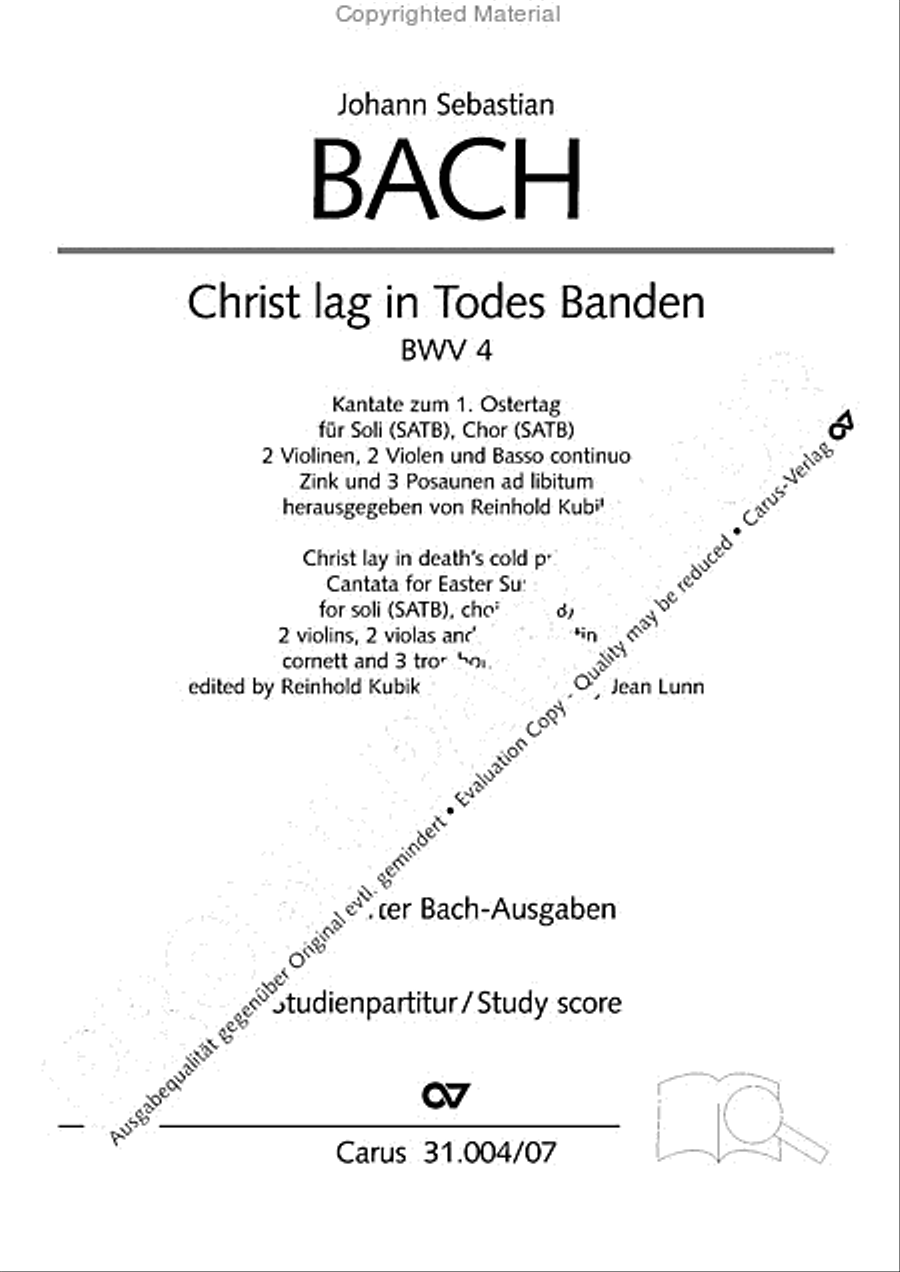 Christ lay in death's cold prison (Christ lag in Todesbanden) 4-Part scores gallery preview page 2