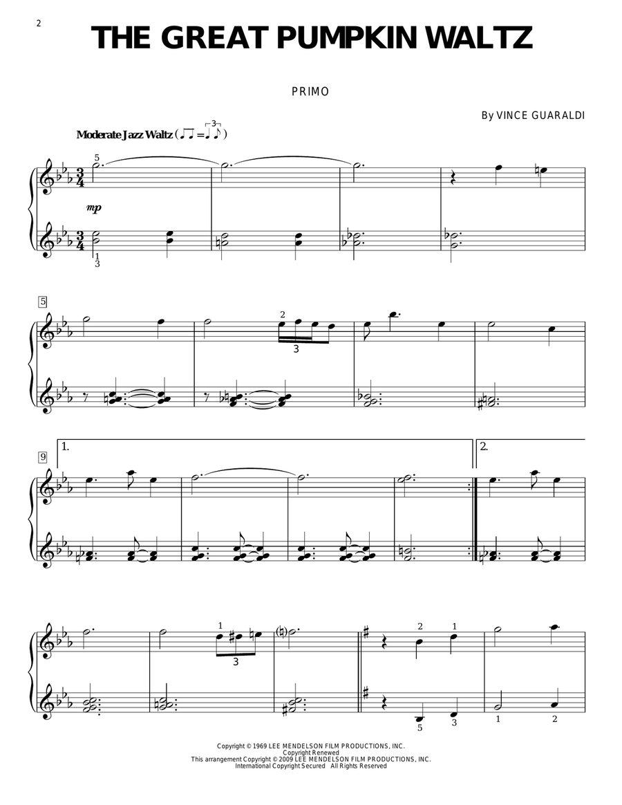 The Great Pumpkin Waltz Piano Duet scores gallery preview page 2