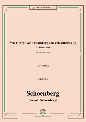 Book cover for Schoenberg-Wie George von Frundsberg von sich selber Sang,in D flat Major,Op.3 No.1