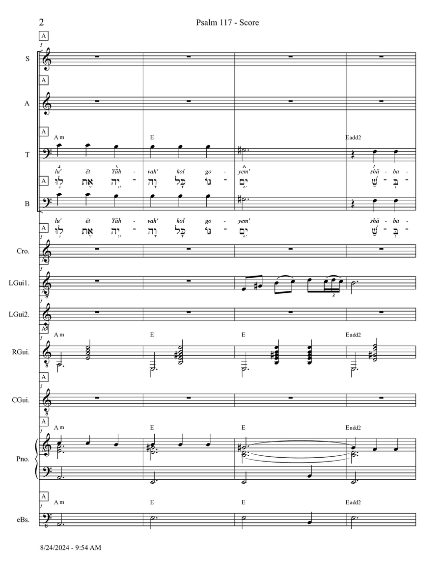 Psalm 117 - Score Only Psalm 117 - Score Only Small Ensemble scores gallery preview page 2