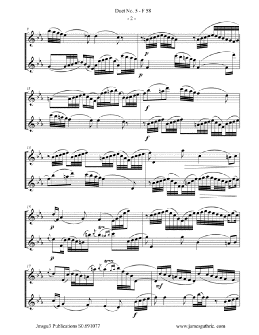 WF Bach: Duet No. 5 for Flute Duo Flute Duet scores gallery preview page 2